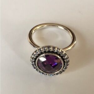 PANDORA Brilliant Legacy Silver Purple CZ Ring size 5